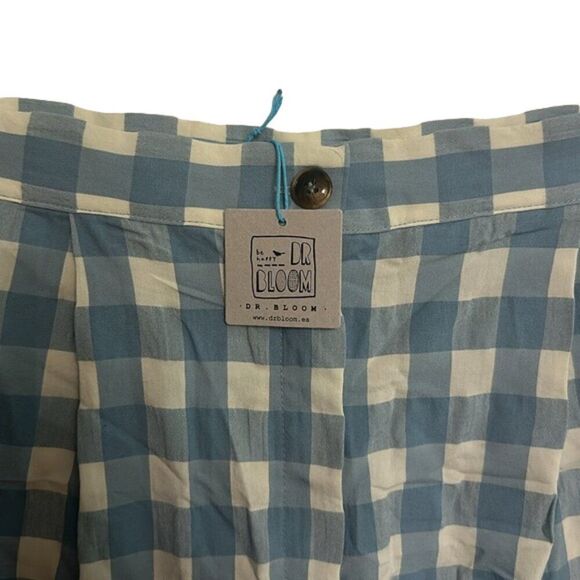Dr. Bloom Barcelona SL Shorts Pleated waist Outlet Beat Vichy Agua Size SM NWT - Picture 6 of 7